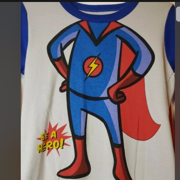 Schmoopy Blue Be a Hero Long Sleeve Pajamas with Removable Red Cape 8 years - Picture 4 of 13